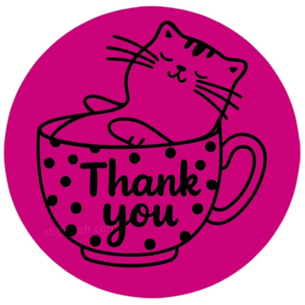 Thank You Cat Stickers Labels Boutique Packaging Thank You Seals